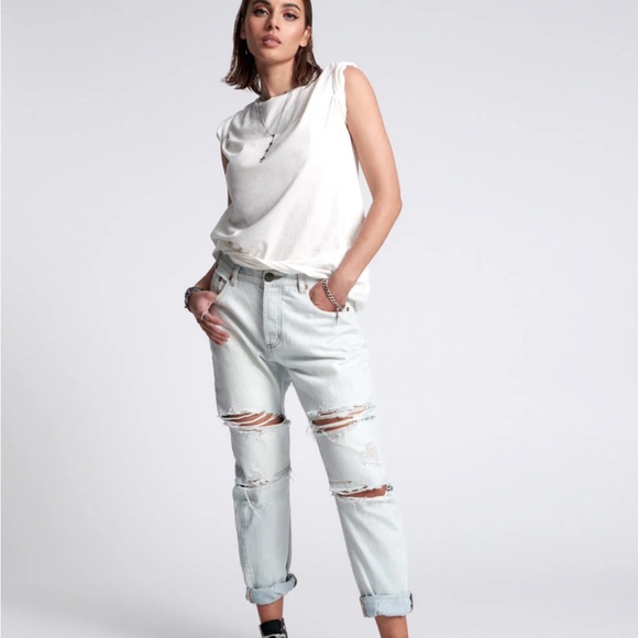 One Teaspoon Pants - One Teaspoon Distressed women’s Blue denim Jeans